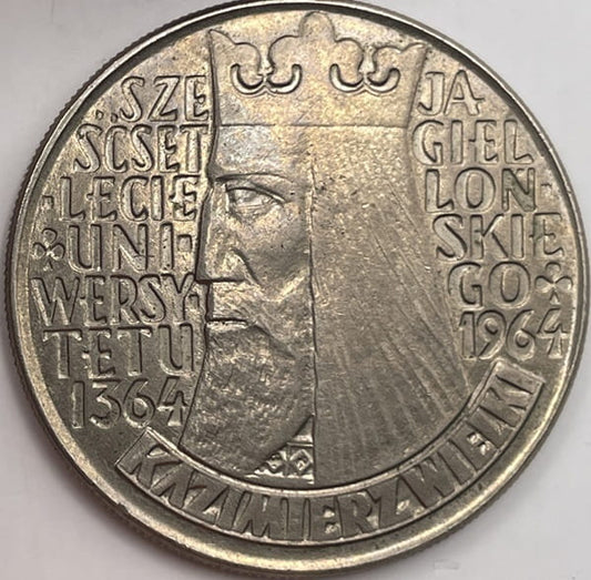 Moneta 10 zł Kazimierz Wielki wklęsły 1964