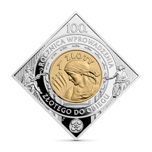 Moneta 1 zł 100. rocznica wprowadzenia złotego do obiegu