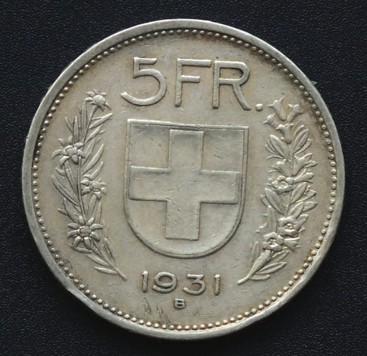 5 franków Szwajcaria (1931-1969) 15 g - Ag 835