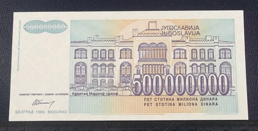 500.000.000 dinarów JUGOSŁAWIA