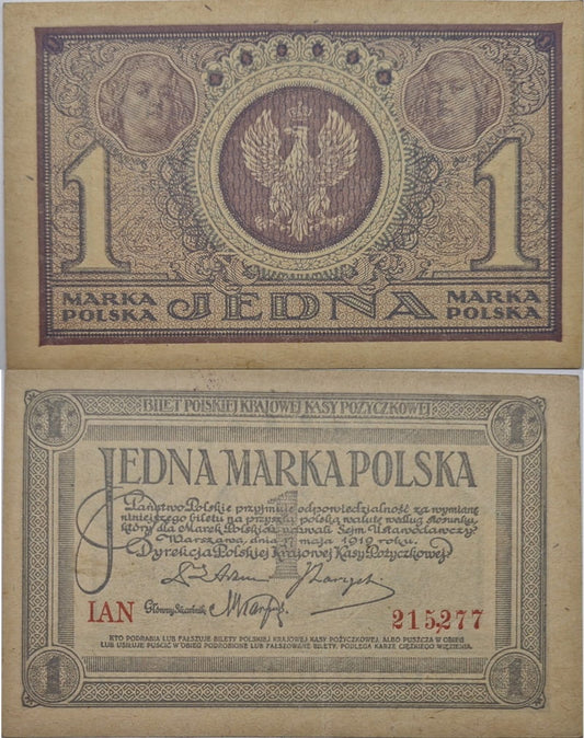 Banknot 1 marka polska V 1919 r.