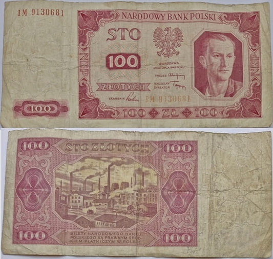 Banknot 100 zł 1948 stan 4