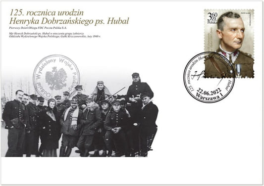 Koperta FDC 125 rocznica urodzin Henryka Dobrzańskiego Hubal 2022