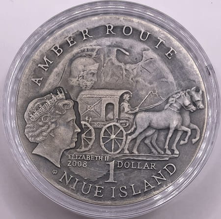 Moneta 1 dolar Szlak bursztynowy Gdańsk 2008