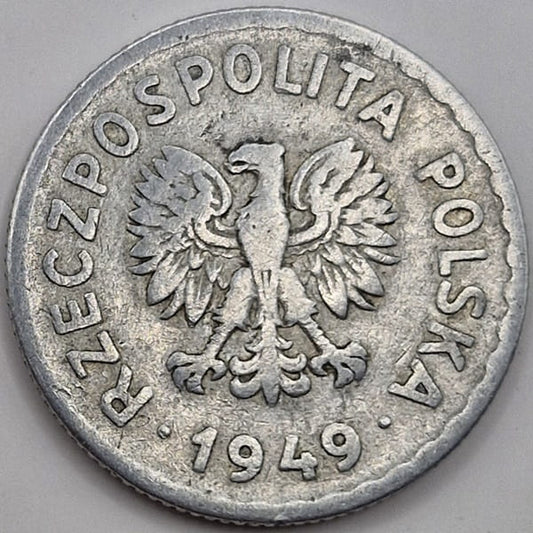 Moneta 1 złoty 1949 bz stan 3 aluminium