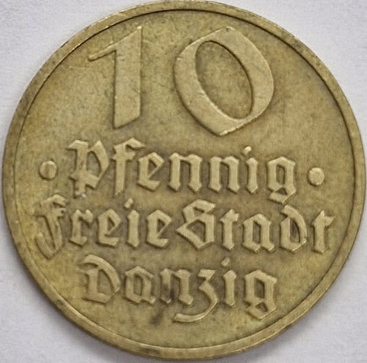 Moneta 10 fenigów Wolne Miasto Gdańsk 1932 stan 2