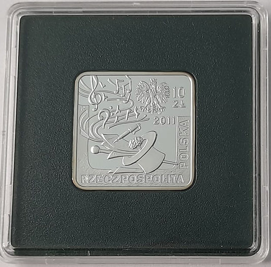 Moneta 10 zł Jeremi Przybora Jerzy Wasowski kwadrat 2011 r.