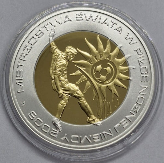Moneta 10 zł MŚ w piłce nożnej Niemcy plater 2006