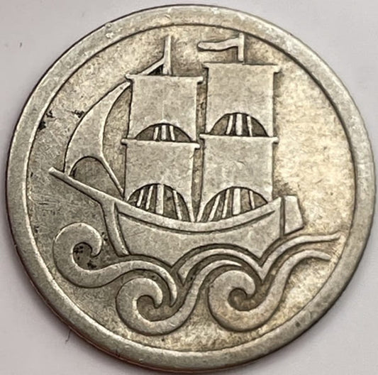 Moneta 1/2 guldena 1923 r. Wolne Miasto Gdańsk stan 3